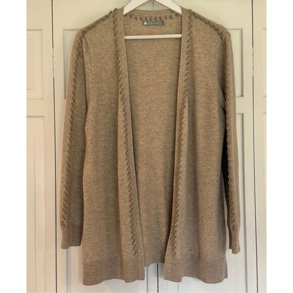 In Cashmere tan 100% cashmere stitch detail cardigan Large - Picture 2 of 8